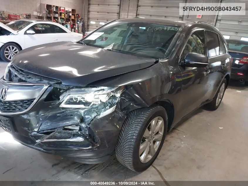 2016 Acura Mdx Advance VIN: 5FRYD4H90GB043457 Lot: 40549236