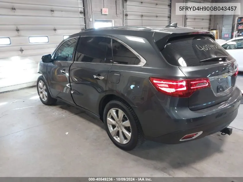 2016 Acura Mdx Advance VIN: 5FRYD4H90GB043457 Lot: 40549236