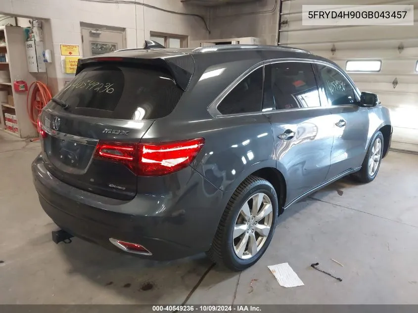 2016 Acura Mdx Advance VIN: 5FRYD4H90GB043457 Lot: 40549236