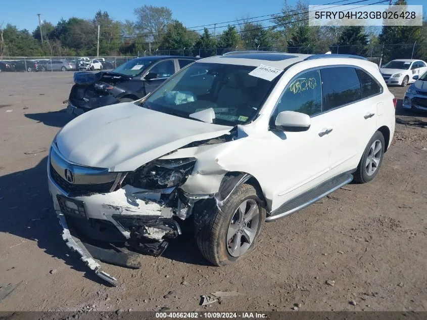 2016 Acura Mdx Acurawatch Plus Package VIN: 5FRYD4H23GB026428 Lot: 40562482