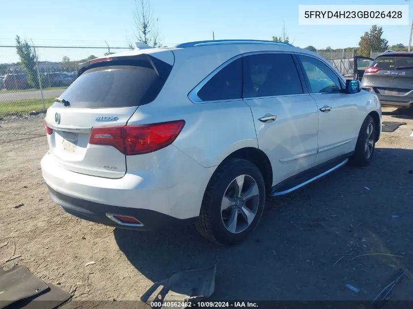 2016 Acura Mdx Acurawatch Plus Package VIN: 5FRYD4H23GB026428 Lot: 40562482