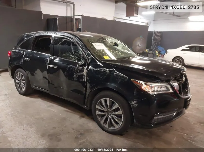 2016 Acura Mdx Technology Acurawatch Plus Packages/Technology Package VIN: 5FRYD4H4XGB012785 Lot: 40610331