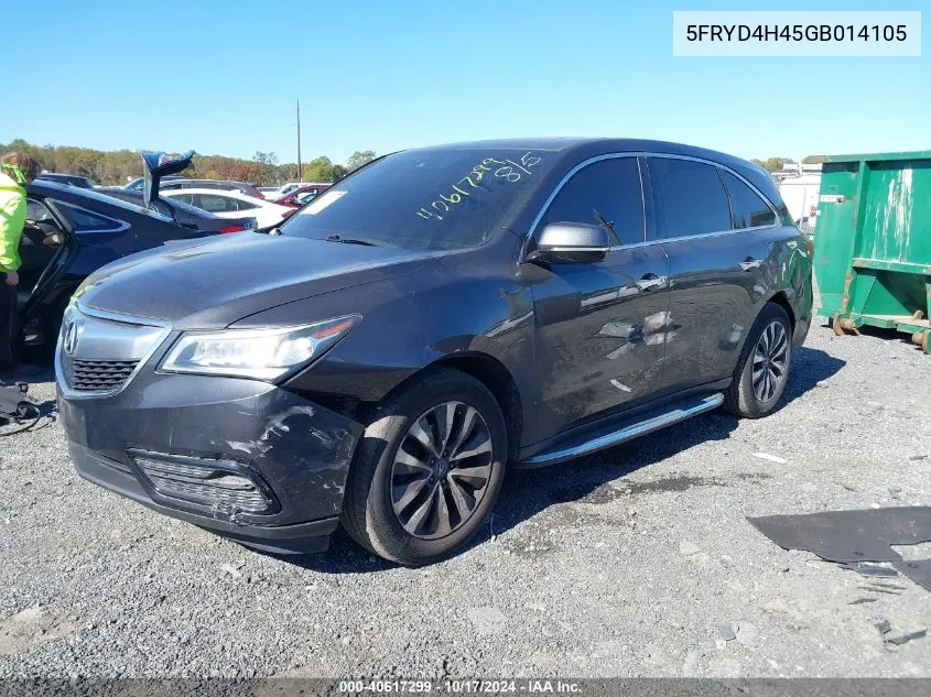 2016 Acura Mdx Technology VIN: 5FRYD4H45GB014105 Lot: 40617299