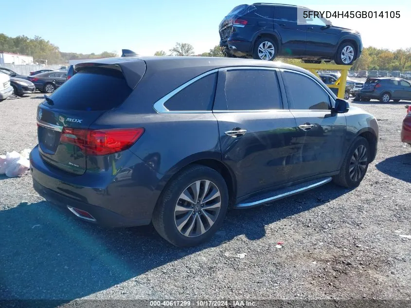 2016 Acura Mdx Technology VIN: 5FRYD4H45GB014105 Lot: 40617299