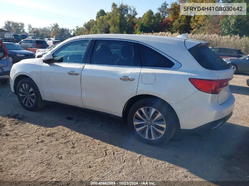 2016 Acura Mdx Technology Acurawatch Plus Packages/Technology Package VIN: 5FRYD4H41GB030642 Lot: 40662889