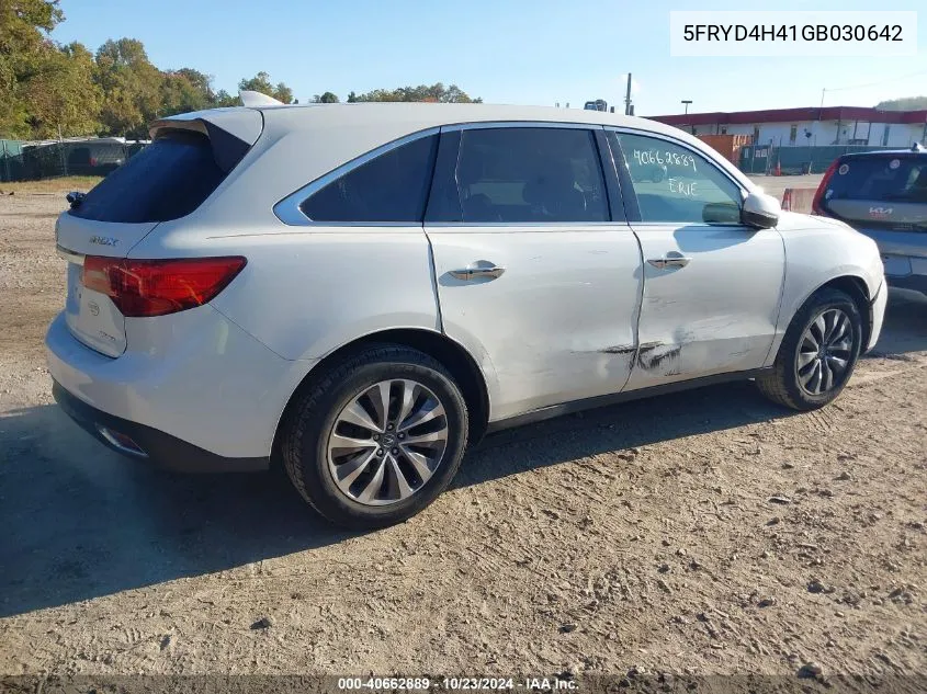 2016 Acura Mdx Technology Acurawatch Plus Packages/Technology Package VIN: 5FRYD4H41GB030642 Lot: 40662889