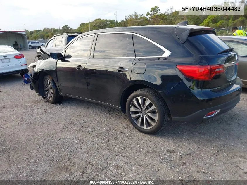 2016 Acura Mdx Technology Acurawatch Plus Packages/Technology Package VIN: 5FRYD4H40GB044483 Lot: 40804199