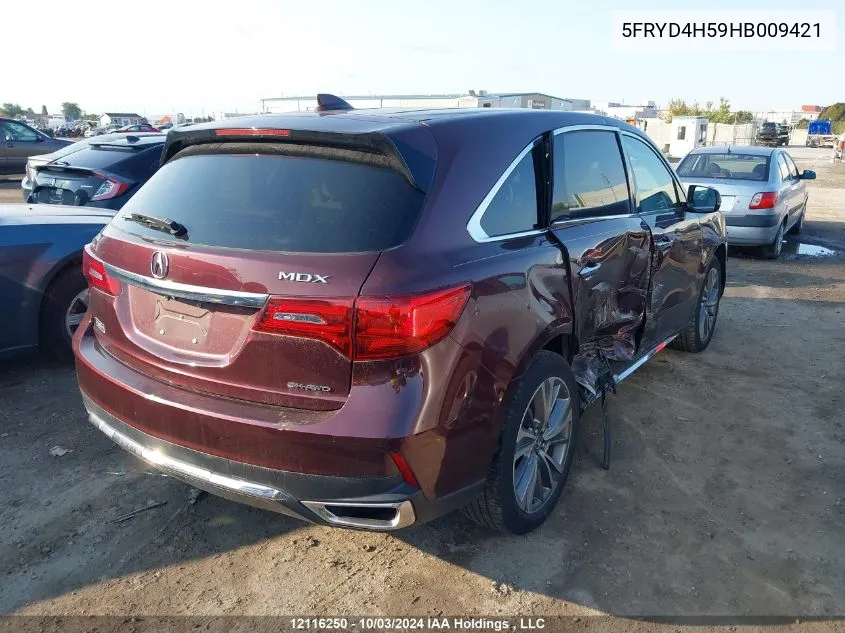 2017 Acura Mdx Technology Package VIN: 5FRYD4H59HB009421 Lot: 12116250