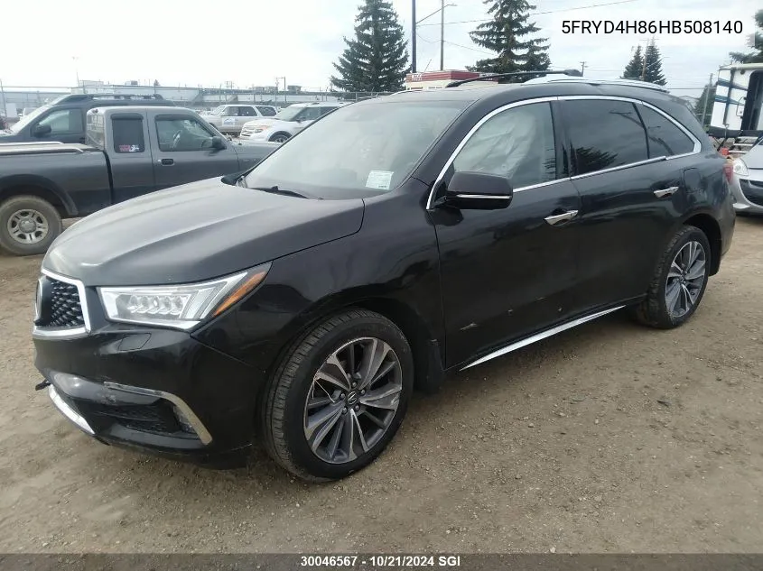 2017 Acura Mdx Advance VIN: 5FRYD4H86HB508140 Lot: 30046567