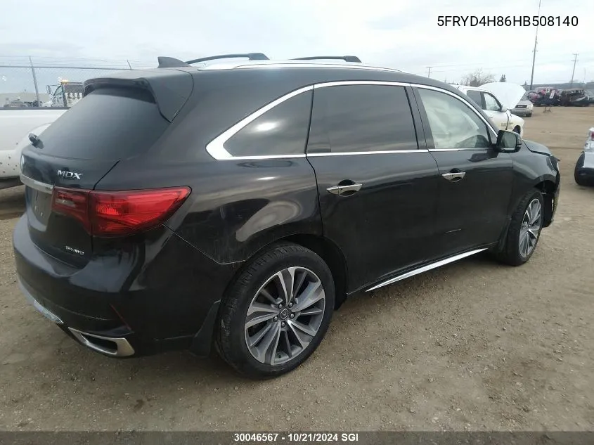 2017 Acura Mdx Advance VIN: 5FRYD4H86HB508140 Lot: 30046567