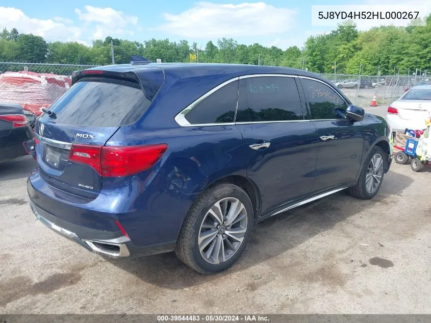 2017 Acura Mdx Technology Package VIN: 5J8YD4H52HL000267 Lot: 39544483