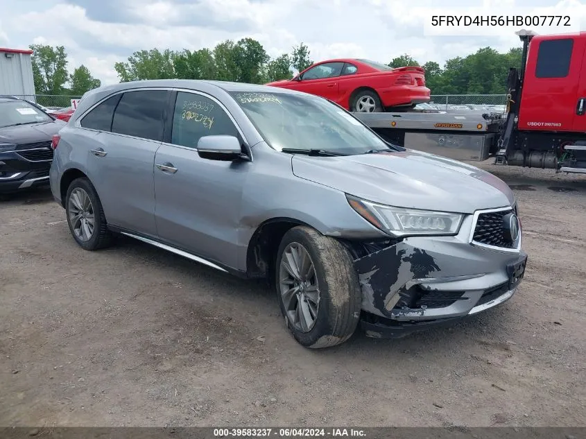 2017 Acura Mdx Technology Package VIN: 5FRYD4H56HB007772 Lot: 39583237