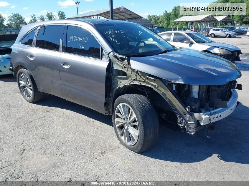 2017 Acura Mdx Technology Package VIN: 5FRYD4H53HB032595 Lot: 39764410