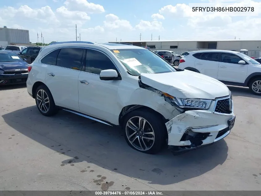 5FRYD3H86HB002978 2017 Acura Mdx Advance Package