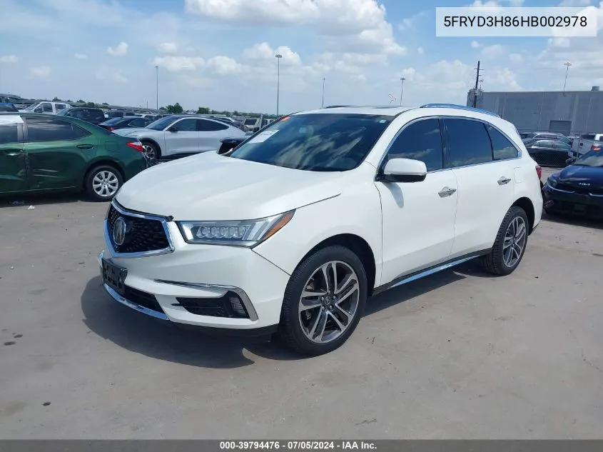 5FRYD3H86HB002978 2017 Acura Mdx Advance Package