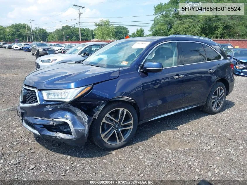 2017 Acura Mdx Advance Package VIN: 5FRYD4H86HB018524 Lot: 39828047