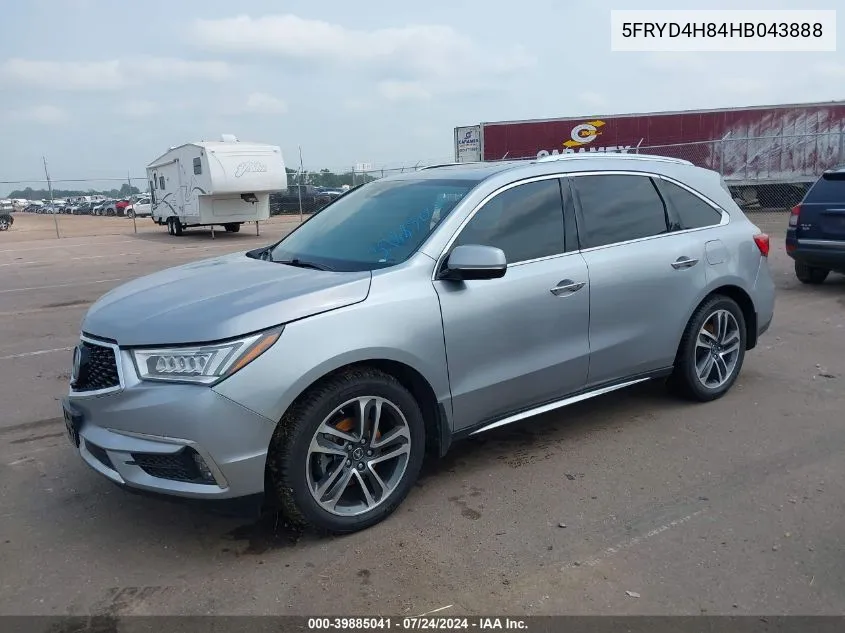 2017 Acura Mdx Advance Package VIN: 5FRYD4H84HB043888 Lot: 39885041