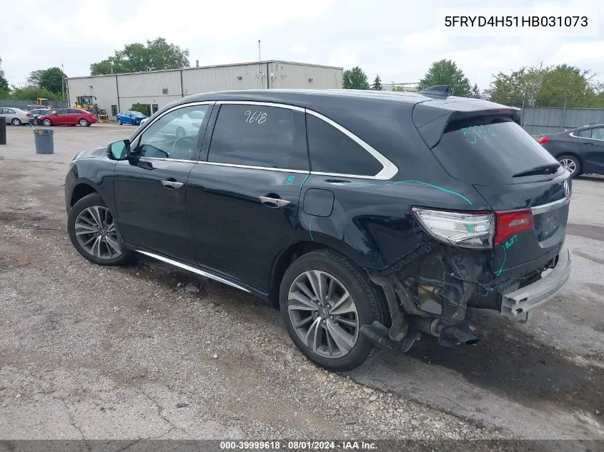 2017 Acura Mdx Technology VIN: 5FRYD4H51HB031073 Lot: 39999618