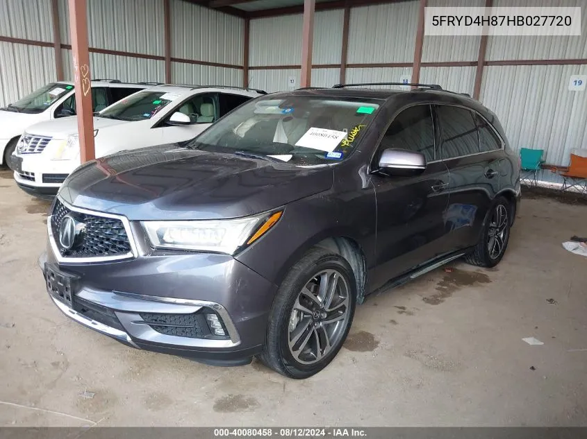 2017 Acura Mdx Advance Pkg VIN: 5FRYD4H87HB027720 Lot: 40080458