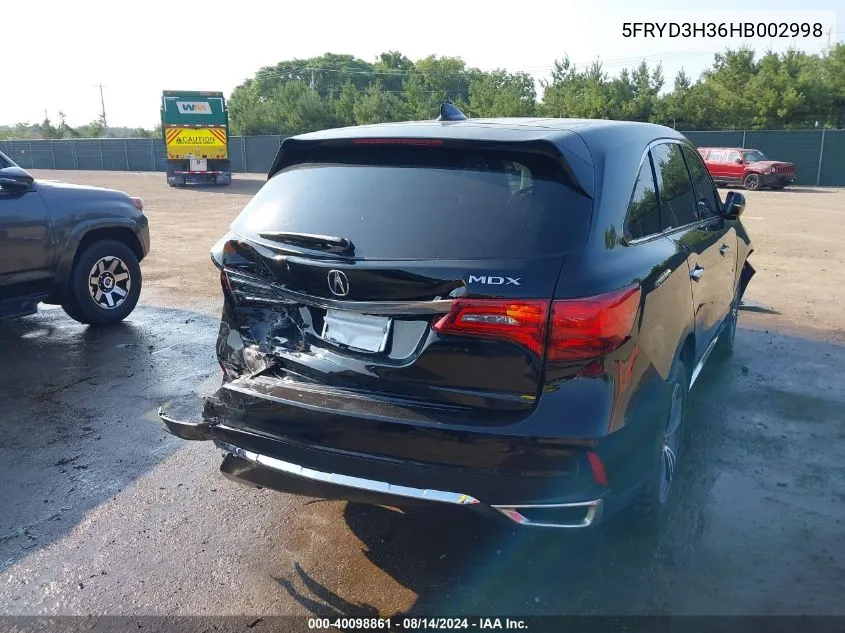 5FRYD3H36HB002998 2017 Acura Mdx