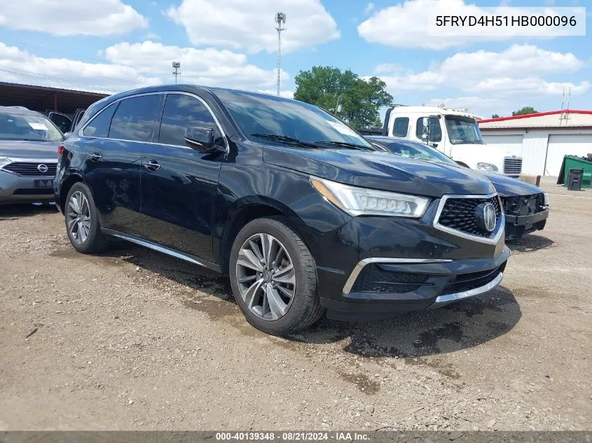 2017 Acura Mdx Technology Package VIN: 5FRYD4H51HB000096 Lot: 40139348