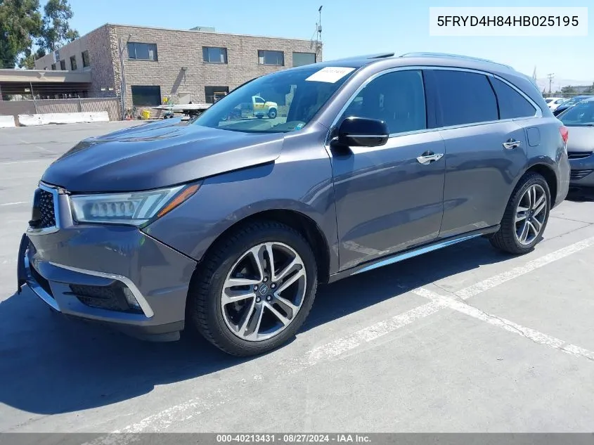 2017 Acura Mdx Advance Pkg VIN: 5FRYD4H84HB025195 Lot: 40213431