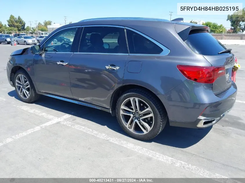 2017 Acura Mdx Advance Pkg VIN: 5FRYD4H84HB025195 Lot: 40213431