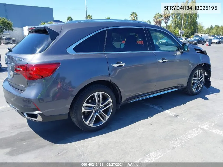 2017 Acura Mdx Advance Pkg VIN: 5FRYD4H84HB025195 Lot: 40213431