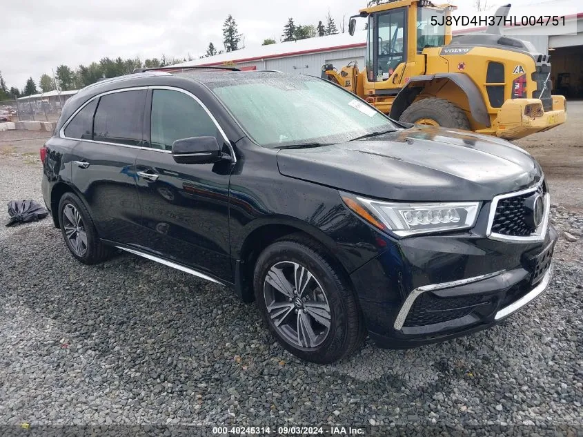 2017 Acura Mdx VIN: 5J8YD4H37HL004751 Lot: 40245314