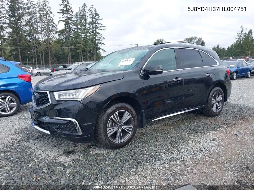 2017 Acura Mdx VIN: 5J8YD4H37HL004751 Lot: 40245314