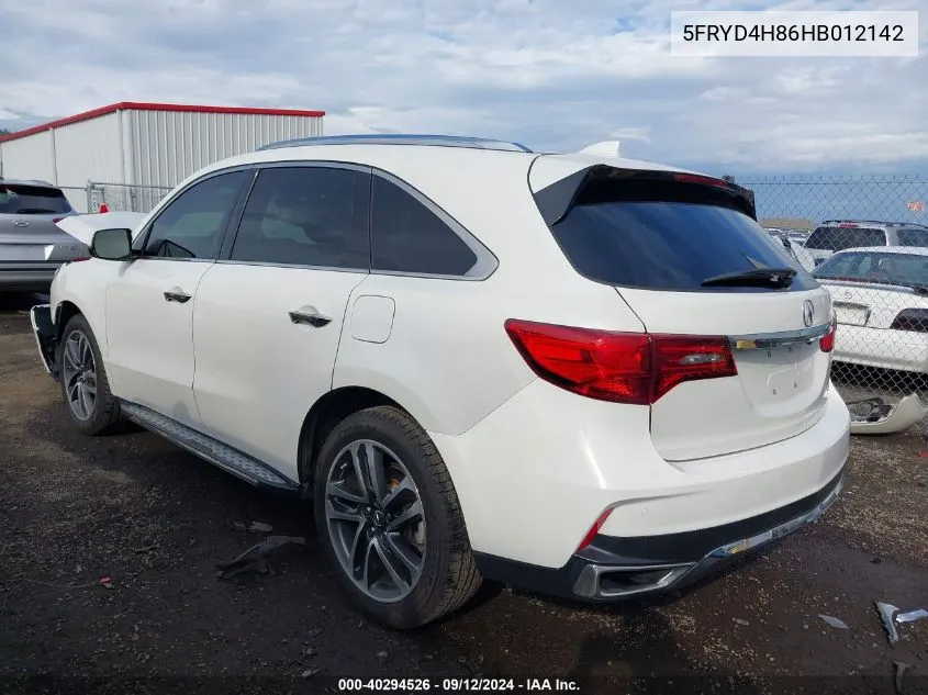 5FRYD4H86HB012142 2017 Acura Mdx Advance Package