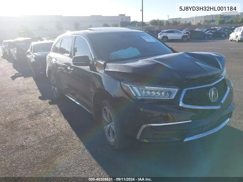 2017 Acura Mdx VIN: 5J8YD3H32HL001184 Lot: 40309831