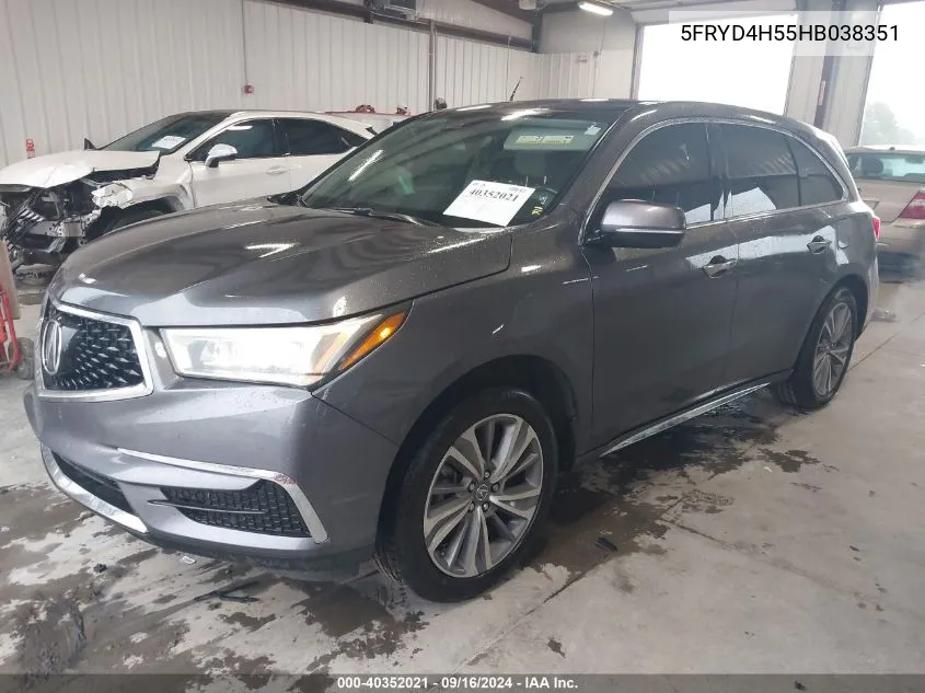 2017 Acura Mdx Technology Package VIN: 5FRYD4H55HB038351 Lot: 40352021