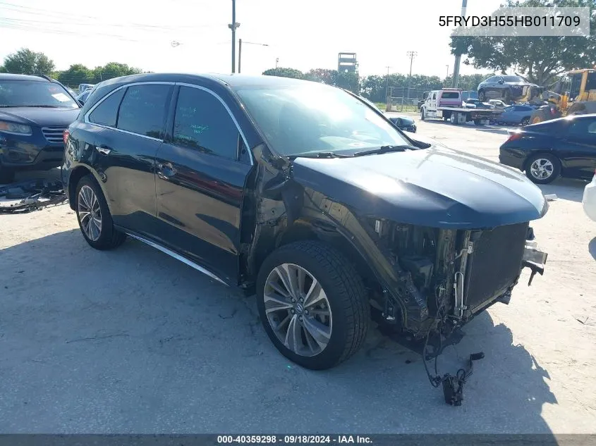 2017 Acura Mdx Technology VIN: 5FRYD3H55HB011709 Lot: 40359298