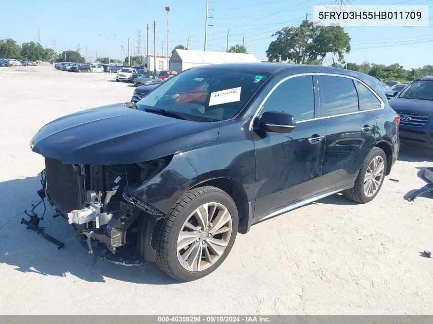 2017 Acura Mdx Technology VIN: 5FRYD3H55HB011709 Lot: 40359298