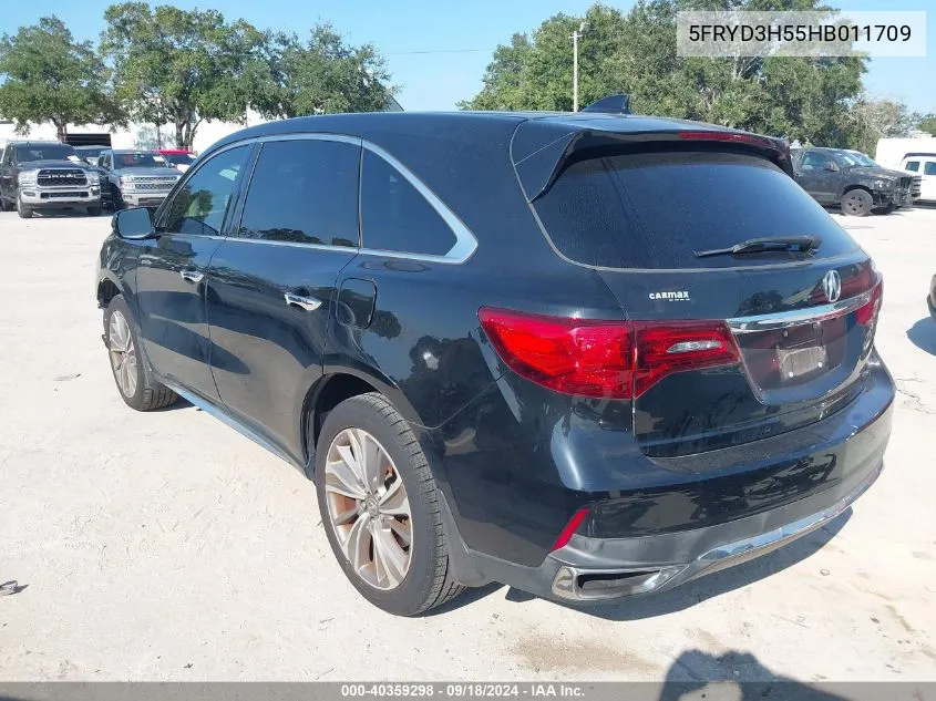 2017 Acura Mdx Technology VIN: 5FRYD3H55HB011709 Lot: 40359298