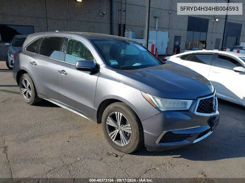 2017 Acura Mdx VIN: 5FRYD4H34HB004593 Lot: 40373104