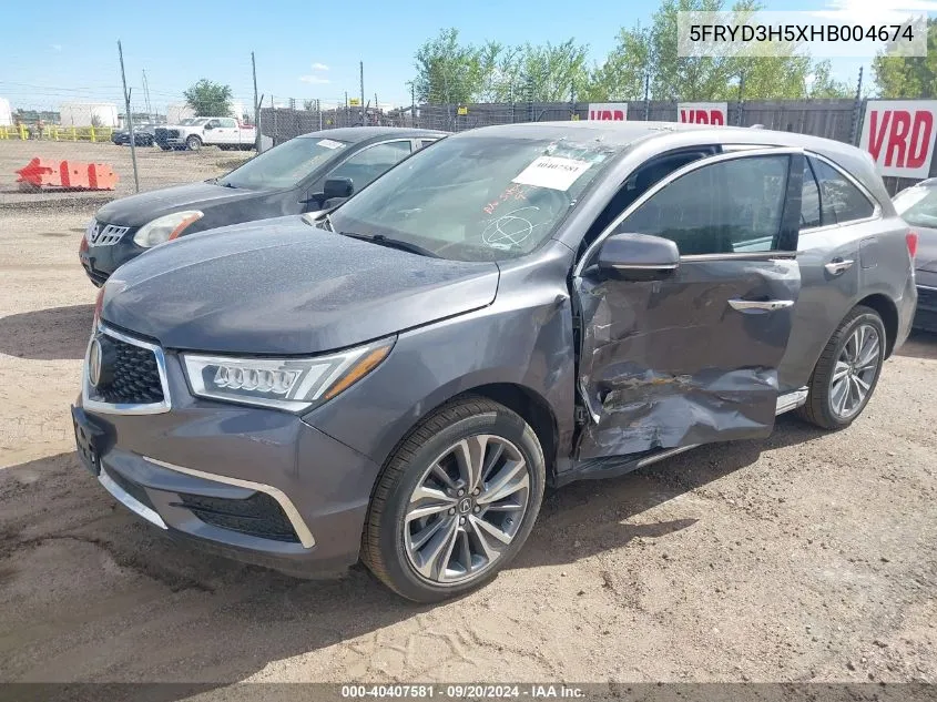 2017 Acura Mdx Technology Package VIN: 5FRYD3H5XHB004674 Lot: 40407581