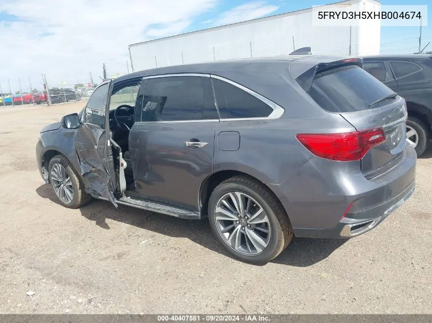 2017 Acura Mdx Technology Package VIN: 5FRYD3H5XHB004674 Lot: 40407581