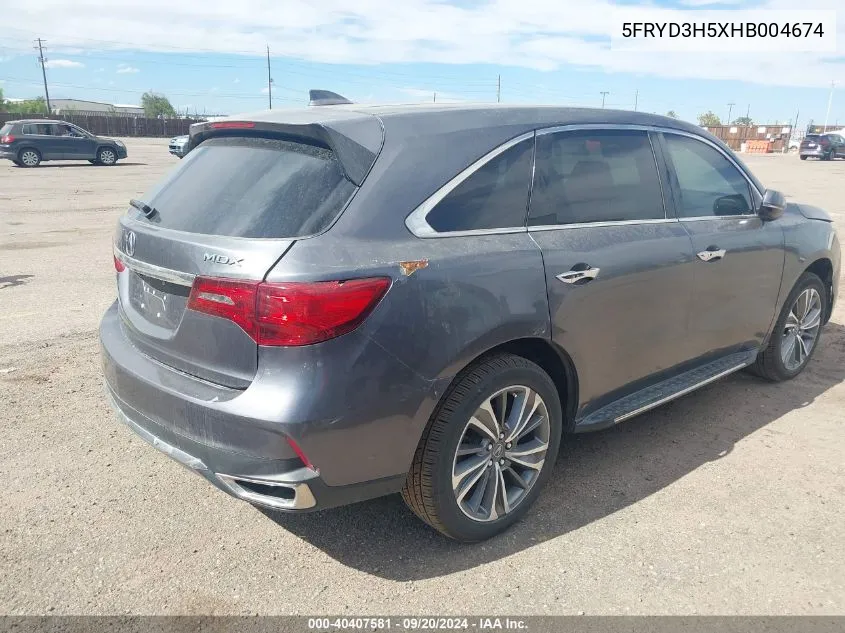 2017 Acura Mdx Technology Package VIN: 5FRYD3H5XHB004674 Lot: 40407581