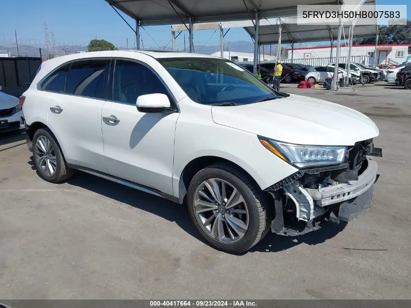 5FRYD3H50HB007583 2017 Acura Mdx Technology Package