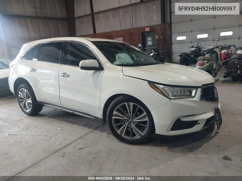 2017 Acura Mdx Technology Package VIN: 5FRYD4H52HB009597 Lot: 40432938