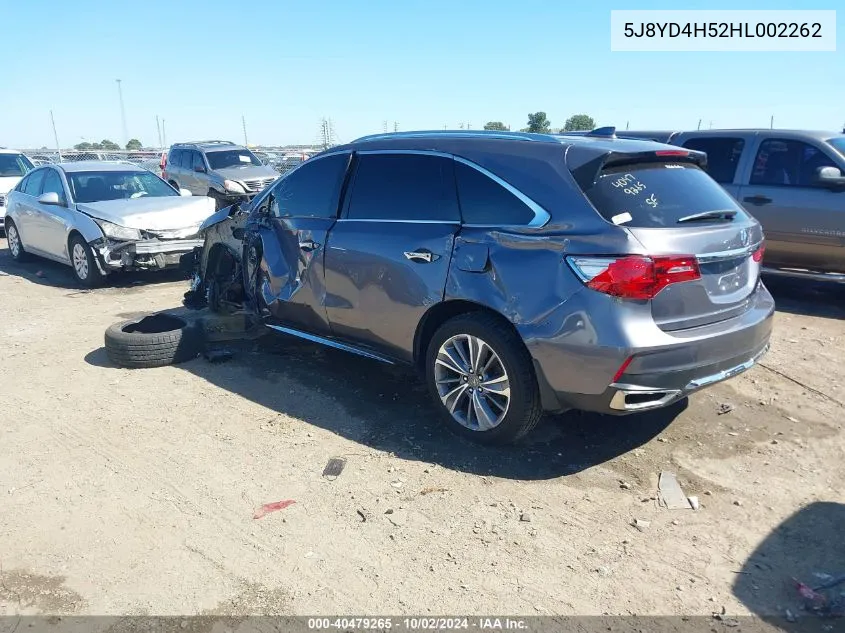 2017 Acura Mdx Technology Package VIN: 5J8YD4H52HL002262 Lot: 40479265