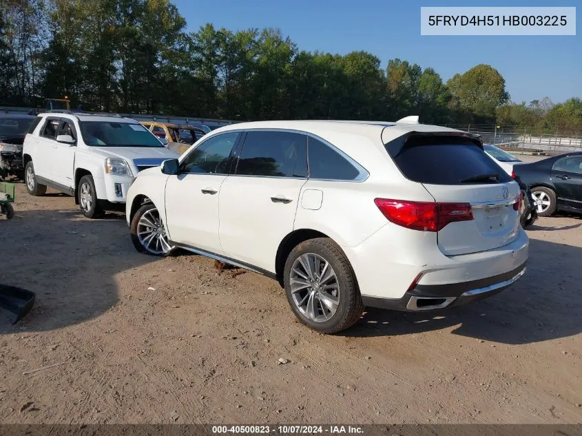 2017 Acura Mdx Technology VIN: 5FRYD4H51HB003225 Lot: 40500823