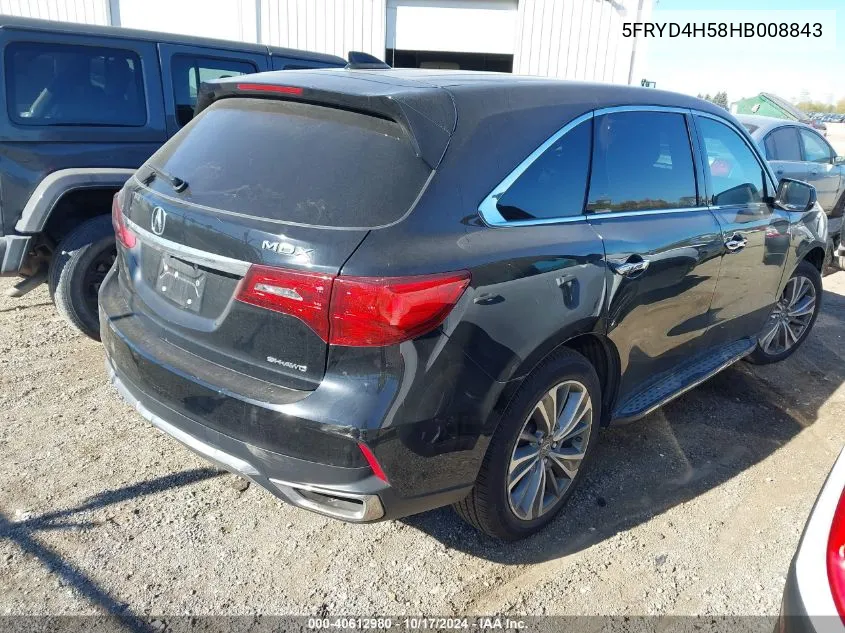 2017 Acura Mdx Technology VIN: 5FRYD4H58HB008843 Lot: 40612980