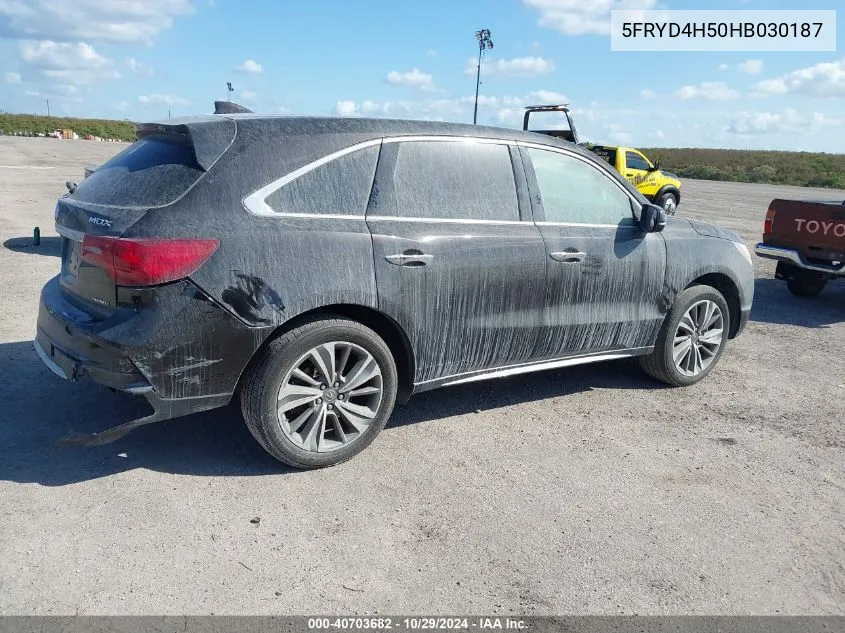 2017 Acura Mdx Technology Package VIN: 5FRYD4H50HB030187 Lot: 40703682