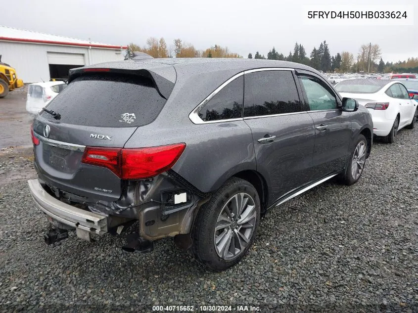 2017 Acura Mdx Technology Package VIN: 5FRYD4H50HB033624 Lot: 40715652