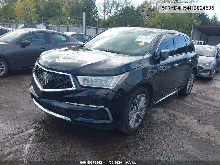 5FRYD4H54HB024635 2017 Acura Mdx Technology Package