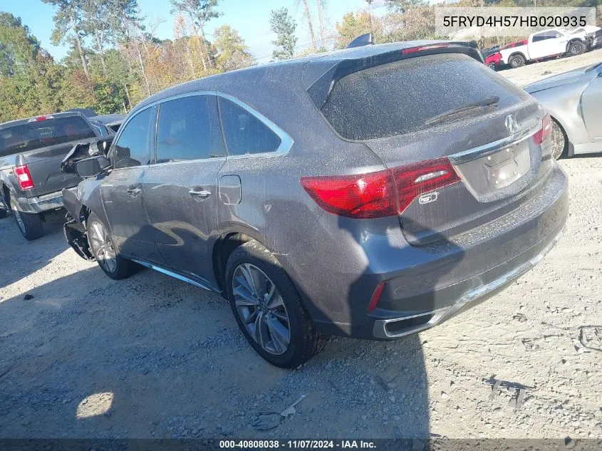 2017 Acura Mdx Technology Package VIN: 5FRYD4H57HB020935 Lot: 40808038