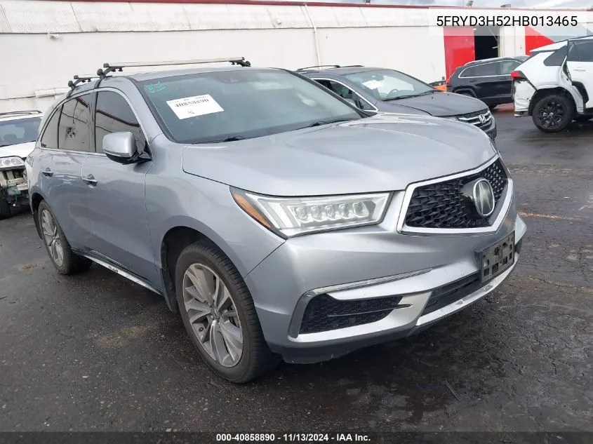 2017 Acura Mdx Technology Package VIN: 5FRYD3H52HB013465 Lot: 40858890